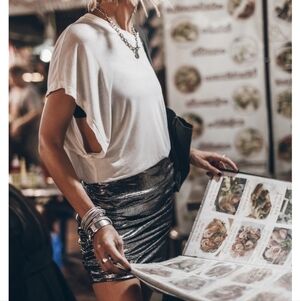 MIKUTA The Silver Glitter Skirt M